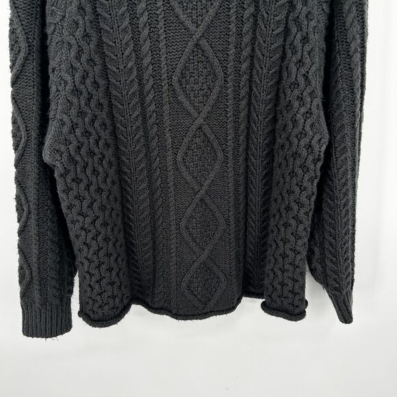 FEAR OF GOD ESSENTIALS Charcoal Gray Heavy Cable Knit Rollneck Sweater Medium - Picture 6 of 11